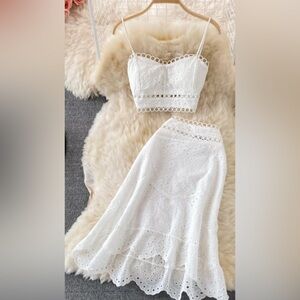 Elegant White Eyelet Skirt